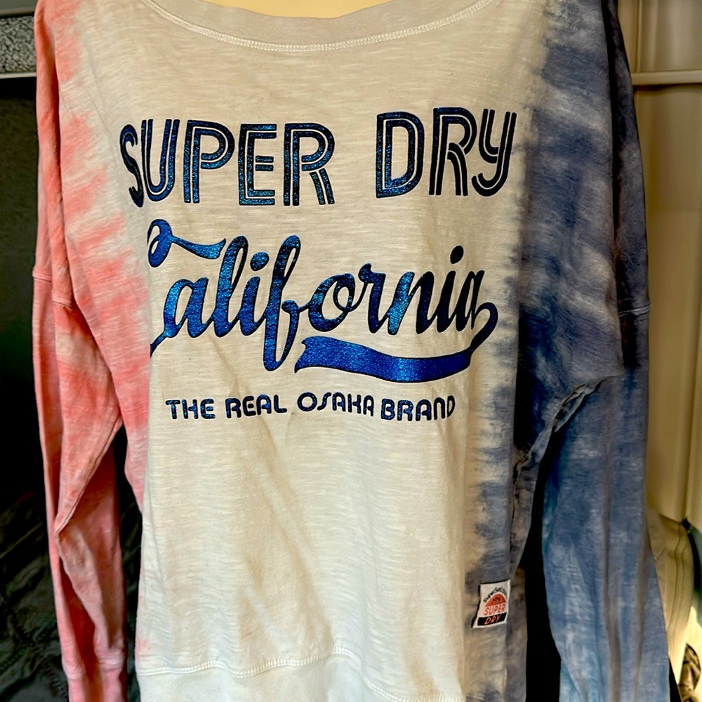 Large, Superdry Super Sun Edition tie-dye shirt, long sleeve —California/Japan